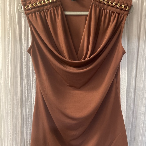 INC International Concepts Tops - Rust Drape Neck Sleeveless Top by designer group I.N.C